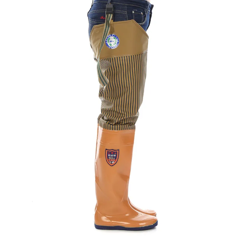 Waders para a Pesca Pant + Botas Alto-salto Espessamento Impermeável Botas Macias Camuflagem Caça Peixe Pesca Waders 0.65mm Pvc 16 Roupa de pesca tipo Wader