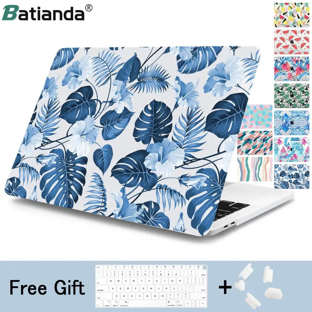 Tanie Lato w stylu liści wzór twarde etui na macbooka Air 11 12 13 2018 pokrowiec na laptopa dla macbook Pro 13 15 A1989 A1706 touch bar