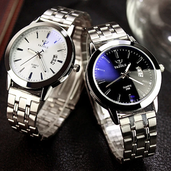 YAZOLE Luxury Brand Full Stainless Steel Analog Display Date Men's Quartz Watch Business Watch Men Watch Relogio masculino
