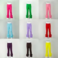 Bonbon chaud couleur unie bébé enfant triple volants leggings bébé enfants pantalons enfants tricot coton filles boutique volants pantalons