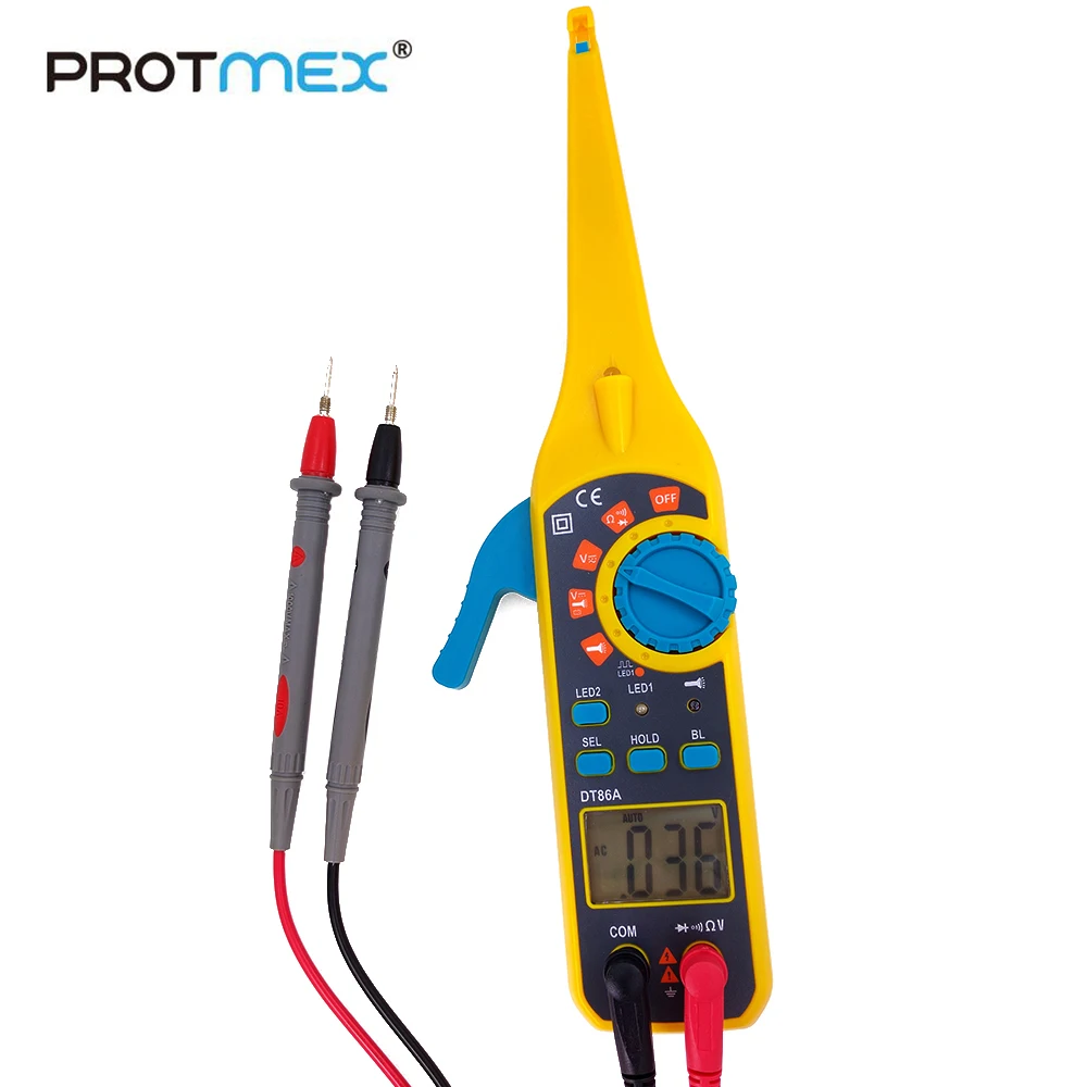 Protmex Vehicle Circuit Tester DT86A Multifunction LCD Display Automotive Car circuit detecting instrument(Yellow