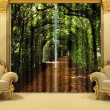 Фантастический зеленый коридор полиэстер 2 шт 3D шторы