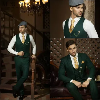2018 Custom Made Dark Green Slim Fit Men Suits Formal Occasion Business Suits (jacket+pants+vest) 2018 Custom Made Dark Green Slim Fit Men Suits Formal Occasion Business Suits (jacket+pants+vest)