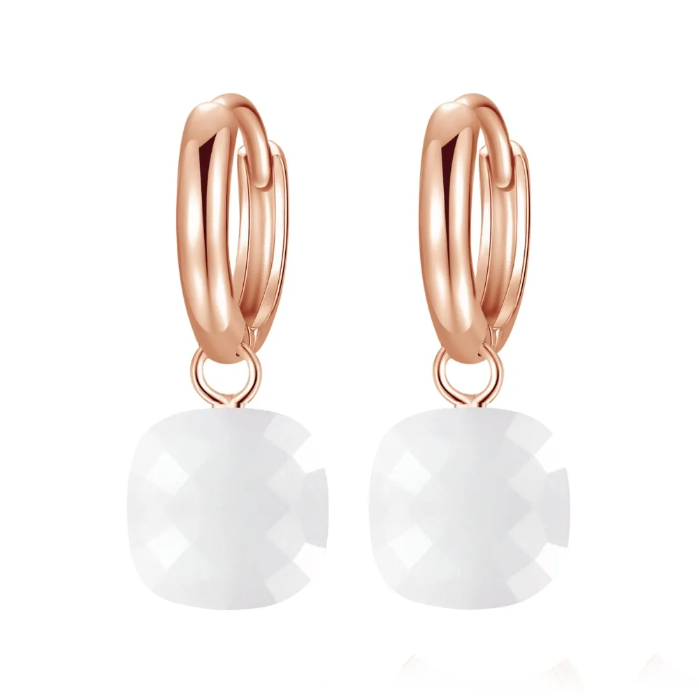 Женские серьги из серебра 925 пробы с натуральным белым агатом|earring color|earrings