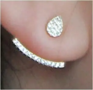 

factory selling high quality 100% 925 sterling silver micro pave cz white gold fashion women earring,ear jacket