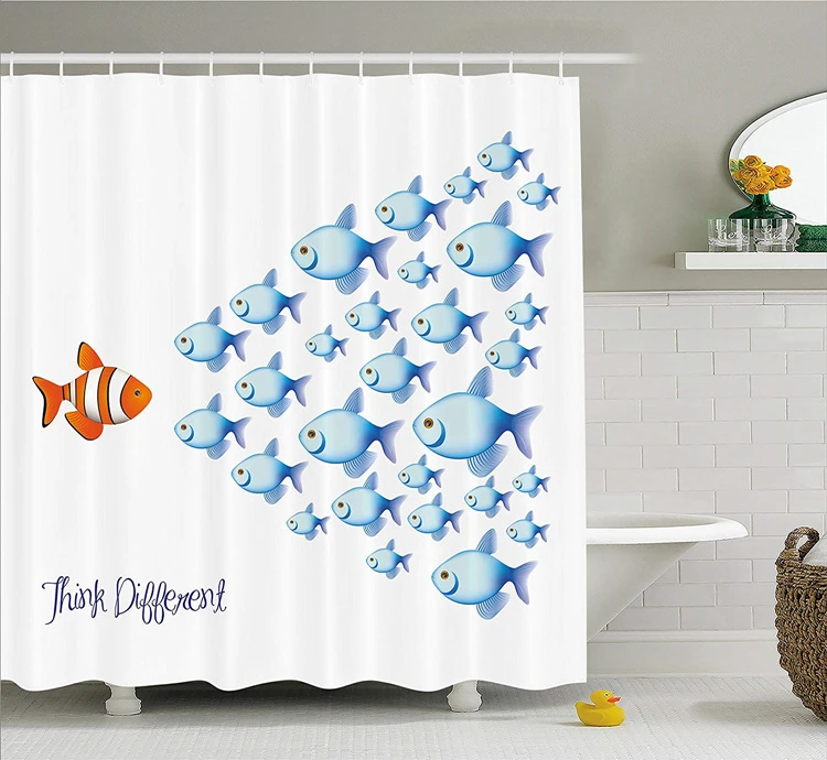 Novelty Geek Think Different Fishes Shower Curtains Funny Bathroom Curtain  Motivational Quote Home Decor Gifts Cartoon Design - Shower Curtains -  AliExpress