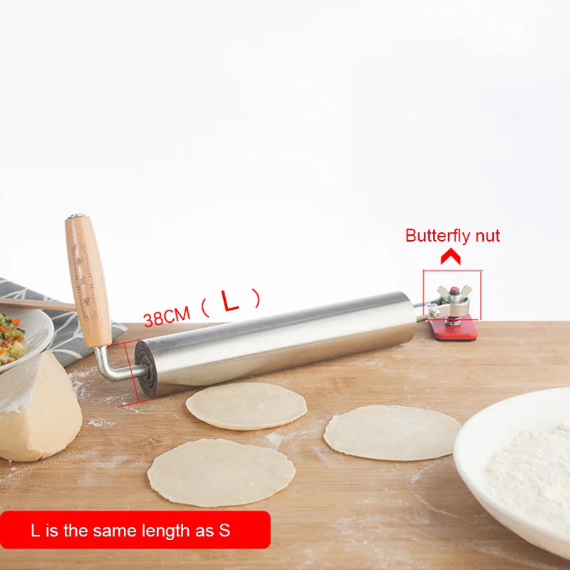 

Stainless Steel Dough Rolling Pin Baking Cooking Tool Roller for Pasta Pizza Dough FPing