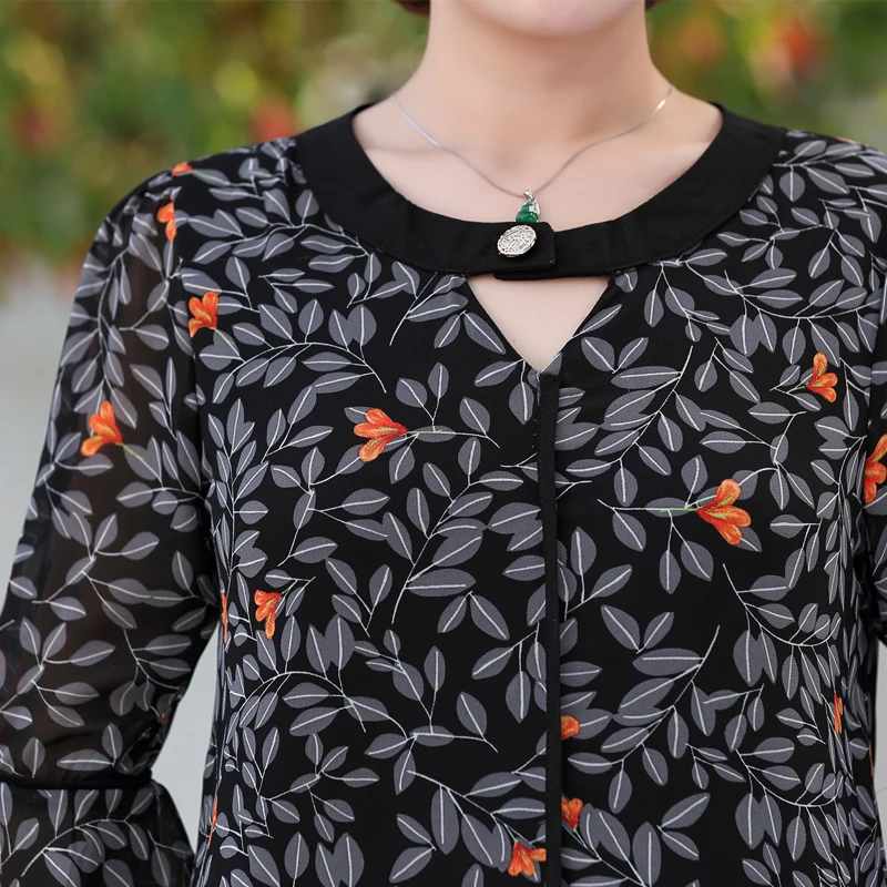  ASLTW Chiffon Blouse Spring Autumn Half Bell Sleeve Loose Women's Shirt New Plus Size O Neck Elegan