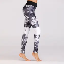 VVUES штаны для фитнеса или йоги женские спортивные Леггинсы тренировки цифровой печати Лоскутная бег сексуальный пуш-ап одежда для