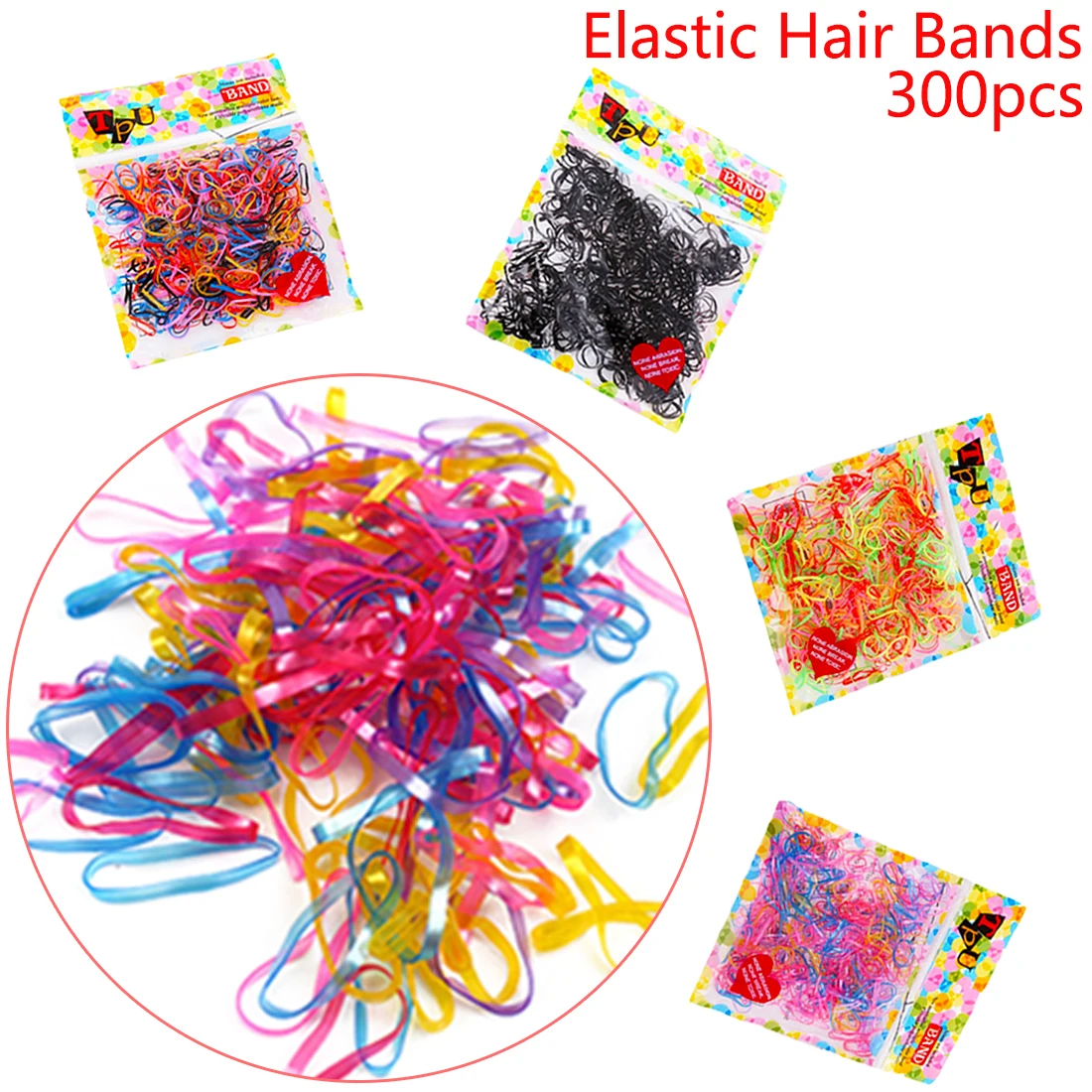 About 300pcs/lot Colorful Elastic Hair Band Holders Headwear Tie Gum