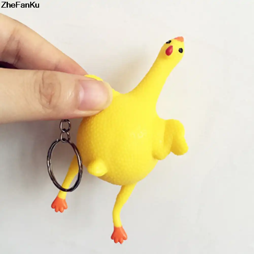 1 pc Criativo Splat Bola Ventilação Brinquedo Engraçado Galo Põem Ovos Anti Stress Produtos de Frango Com Imprensa Ovo de Galinha Tem ovo Da Novidade Keychain