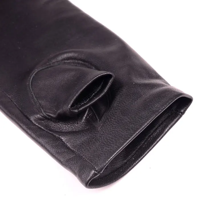 La'die's/женские черные перчатки с открытыми пальцами из натуральной кожи, вечерние длинные перчатки без пальцев