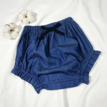 Новые джинсы с рюшами штанишки для малышей брендовые шорты для маленьких девочек эксклюзивная одежда г. летняя одежда для девочек подгузники для малышей