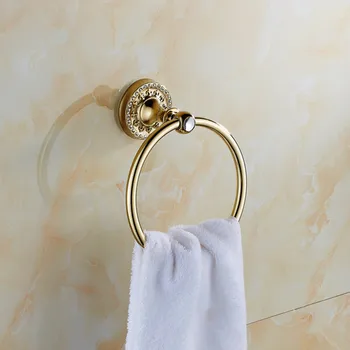 

Bathroom accessories golden brass towel ring holder towel single ring rack bath towel shelf hardware bath set