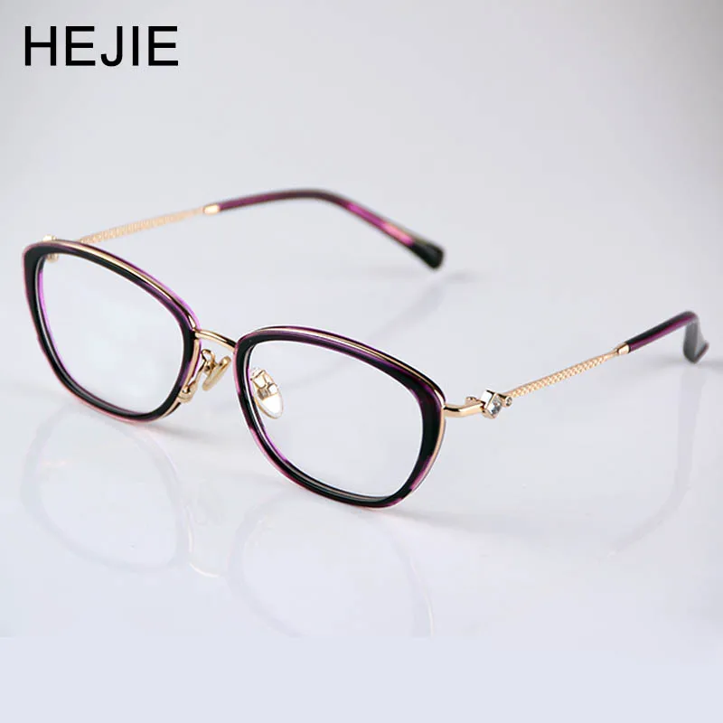 HEJIE Elegant Women Acetate Eyeglasses Frames Brand Design Clear Lens Myopia Glasses Frame For