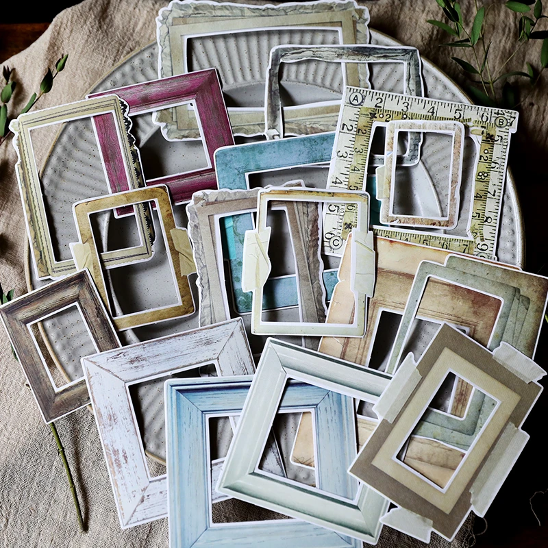 KSCRAFT 35pcs Vintage Photo Frame Paper Stickers for Scrapbooking Happy Planner/ DIY Crafts/ Card Making Decoration