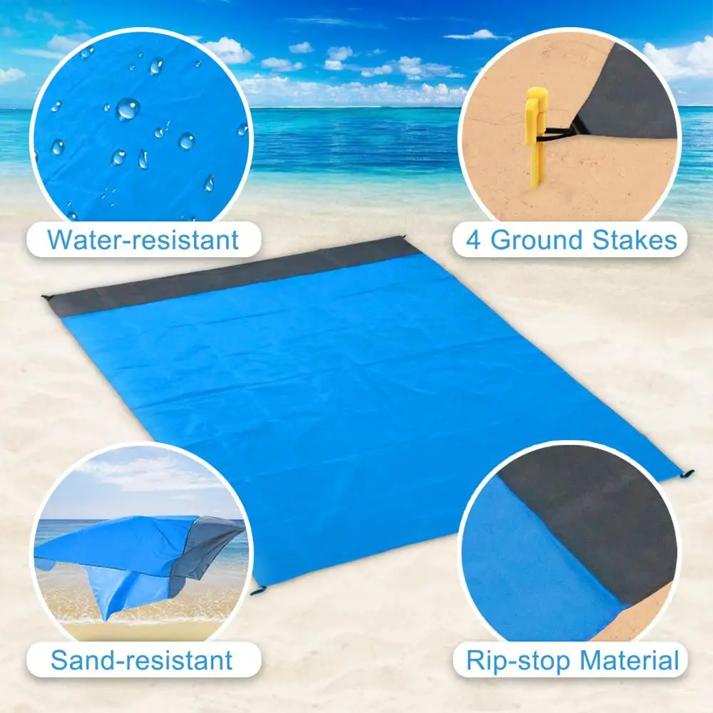 82 дюйма пляжный коврик большой туристический 210x200 складной sandless открытый