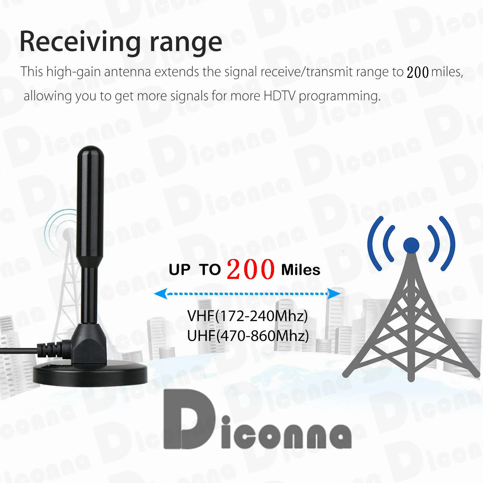 200 Mile 30dBi Крытый усиление цифровой DVB-T DVB-T2 ТВ HDTV антенна усилитель антенны