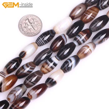 

Gem-inside 8x16mm AAA Grade Natural Stone Beads Olivary Olives Botswana Agates Beads For Jewelry Making Beads 15inch DIY Beads
