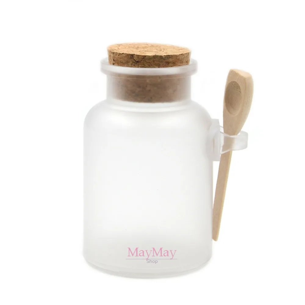 1pcs 300g Bath Salt Bottle Powder Cork Seasoning Sauce Cruet Spoon ABS
