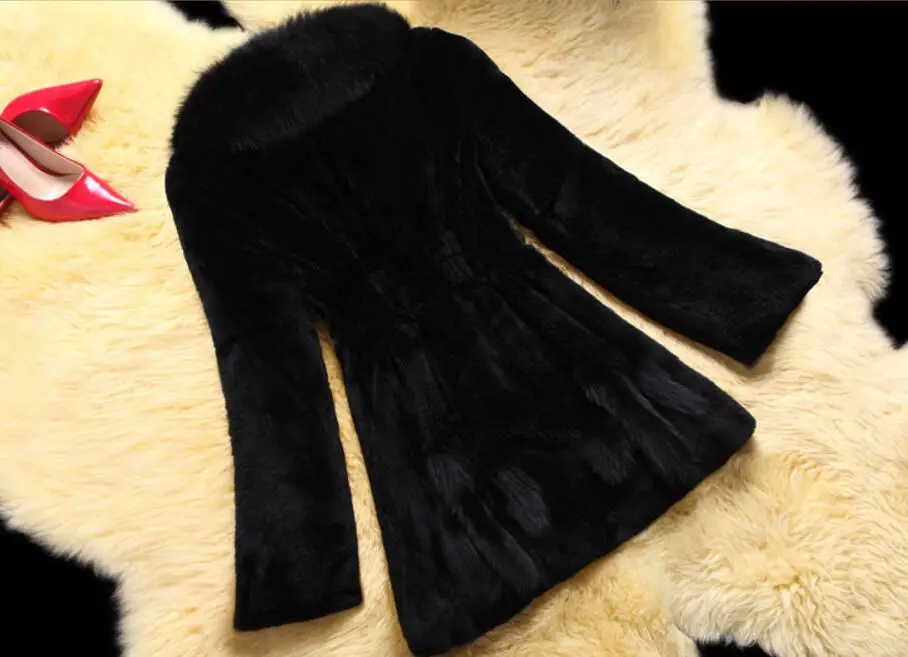 Magnifique Femmes Chaud light Longues Vêtements Red De wine Tan D'hiver Hiver Manteaux black Manches Faux White Épais Fourrure rvrHE6Uq