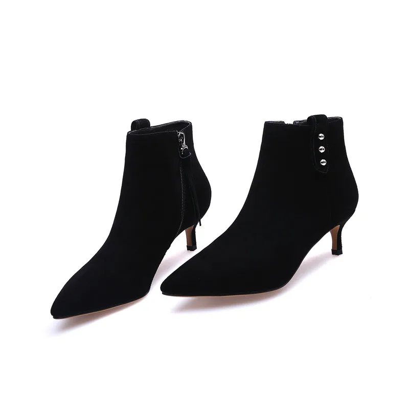 Negro Tacón Manera 2018 De La Fino Punta En Botas Tobillo Prom rosado Alto Elegante Otoño Damas Mujeres Moonmeek aBzddw
