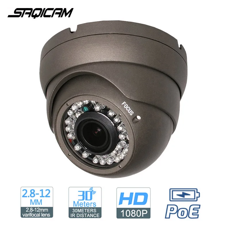 Saqicam ONVIF IP Camera POE 1080P 2.0MP CCTV Varifocal lens Outdoor Dome camera 2.8-12mm lens IR Camera Mobile View