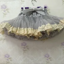 Летняя Праздничная танцевальная одежда из тюля для маленьких девочек балетная юбка-американка юбка-пачка принцессы серого цвета с кружевной отделкой кружевная юбка