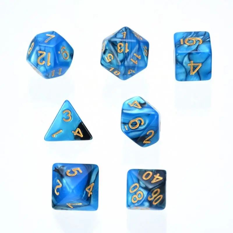Для TRPG Подземелья и Драконы игральные кости настольные игры 7 шт./компл. полимерное приспособление подарок синий многогранный Многофункциональный портативный