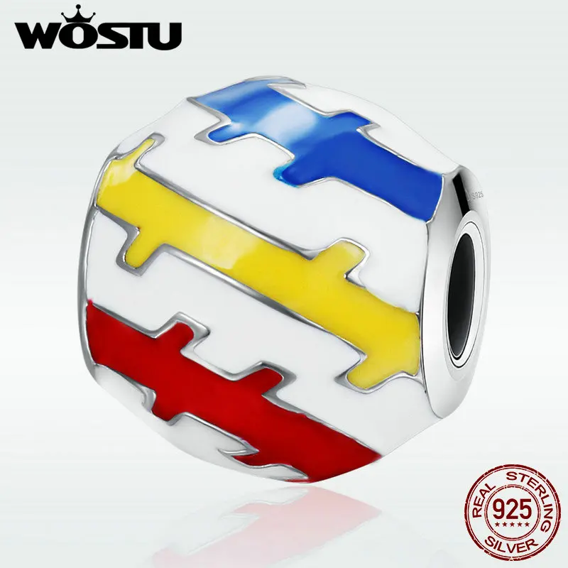 WOSTU 925 пробы серебро красивые молодежи красочные Изысканные бусы подходят