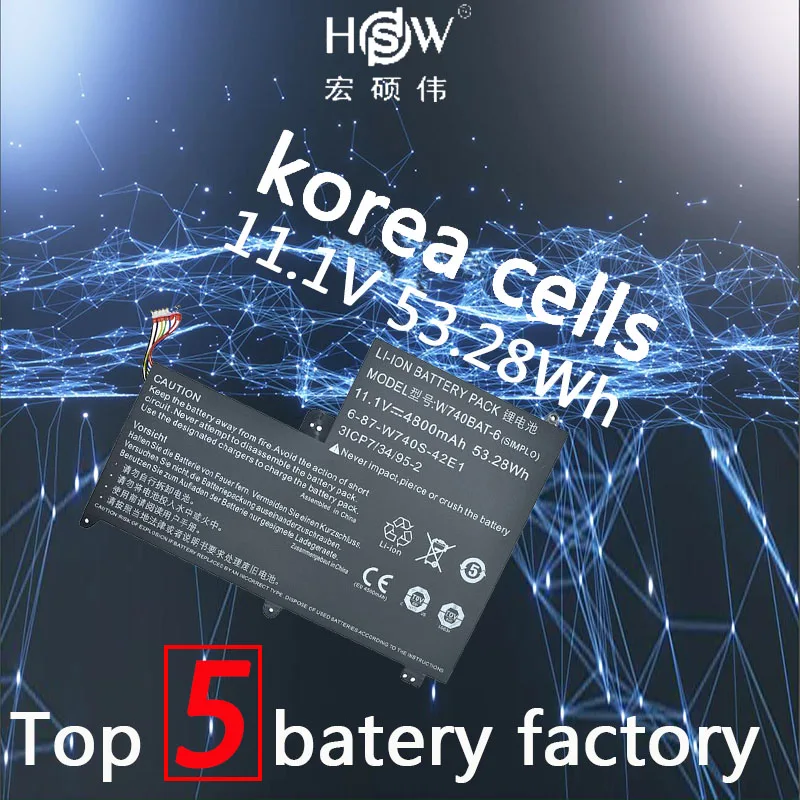 

HSW 11.1V 53.28Wh Battery for Clevo W740BAT-6 6-87-W740S-42E 3ICP7/34/95-2 S413 W740SU X411 bateria akku