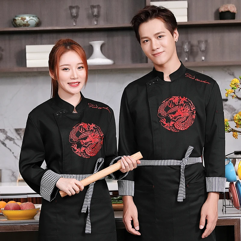 

Autumn Winter Food Service men Hotel Chef Uniform Long Sleeve Chef Jacket Restaurant Waiter Kitchen Uniform Cooking Clothes