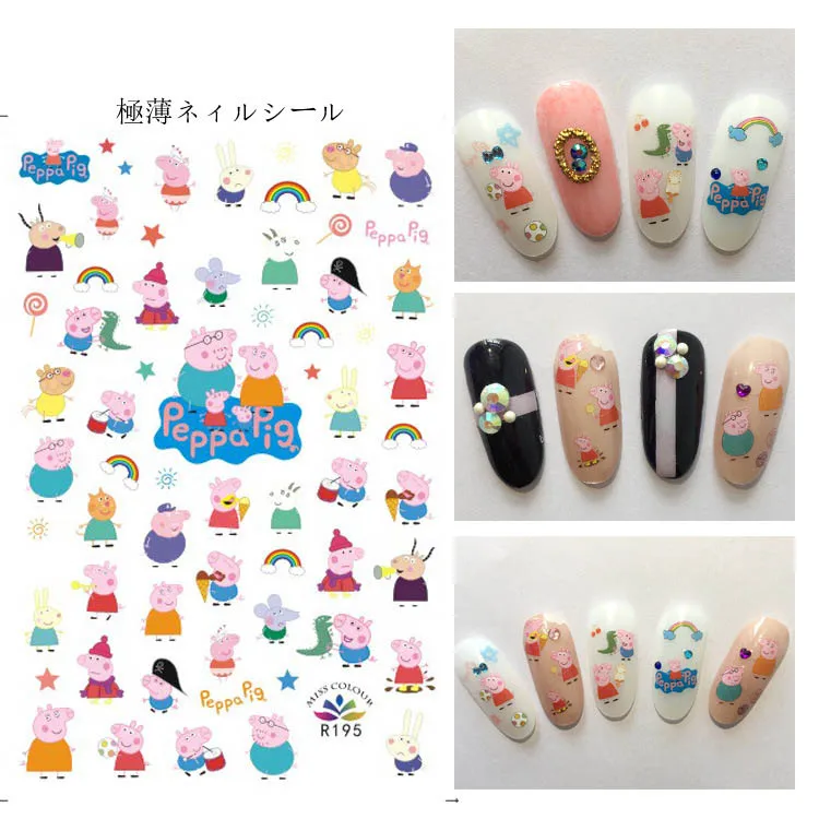 

Cartoon Animal Cat Chinchilla Mickey ELSA Doro Aemon 3D Nails Sticker For Girls Kids DIY Manicure Art Decorations