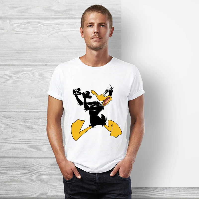 Looney Tunes Даффи дак Футболка мужская с коротким рукавом лето Хип хоп топы тройник