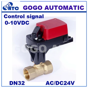 

GOGO DN32 G11/4" 6Nm 0-10VDC control motorized valve 3 way mixing flow proportional electric ball valve for HVAC system ADC24V,