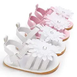 Детская обувь обуви детские летние малышей Лето девушка кроватки Обувь с цветочным орнаментом мягкая подошва новорожденных против