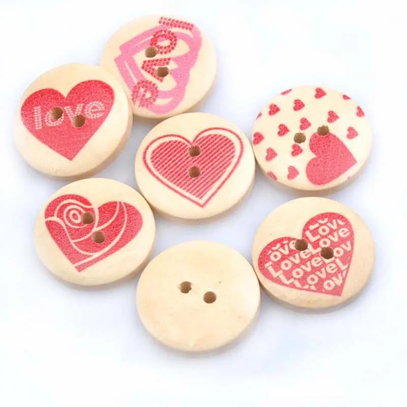 Sewing Accessories High Quality Popular Hot Sale Clothing Crafts Painted Sewing Gear Handwork 20PCS/Lot Wood Buttons