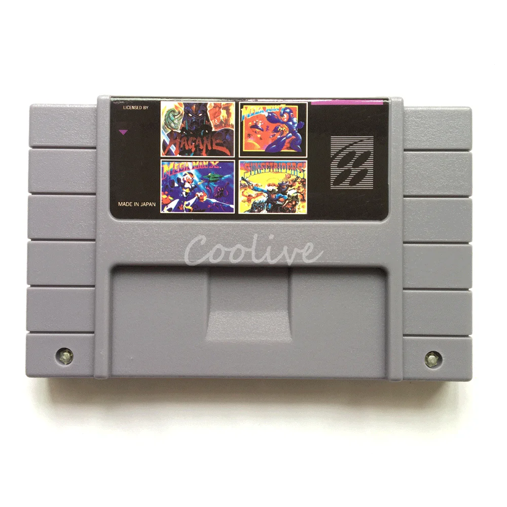 

5 in 1 Video Game Card for 16 Bit Super Console US NTSC Version with Sunset Riders/Mega Man X/Mega Man 7/Hagane