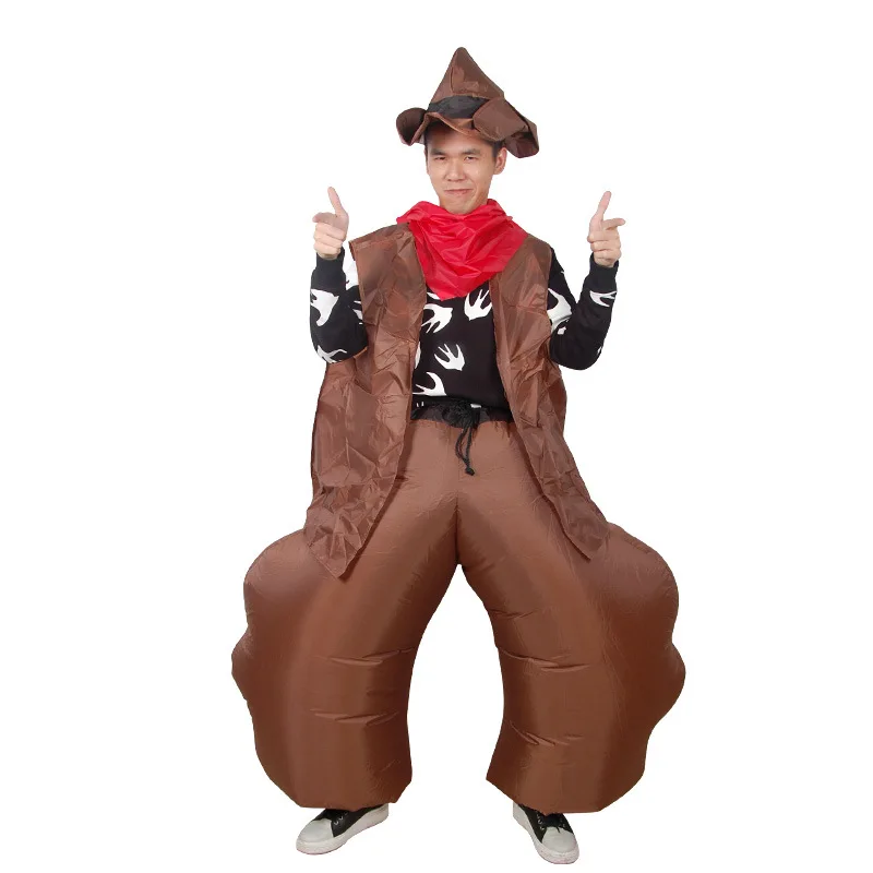 Halloween Purim Party Inflatable Cowboy Costume Adults Cowgirl Ole Cow Cosplay Funny Dress Blow