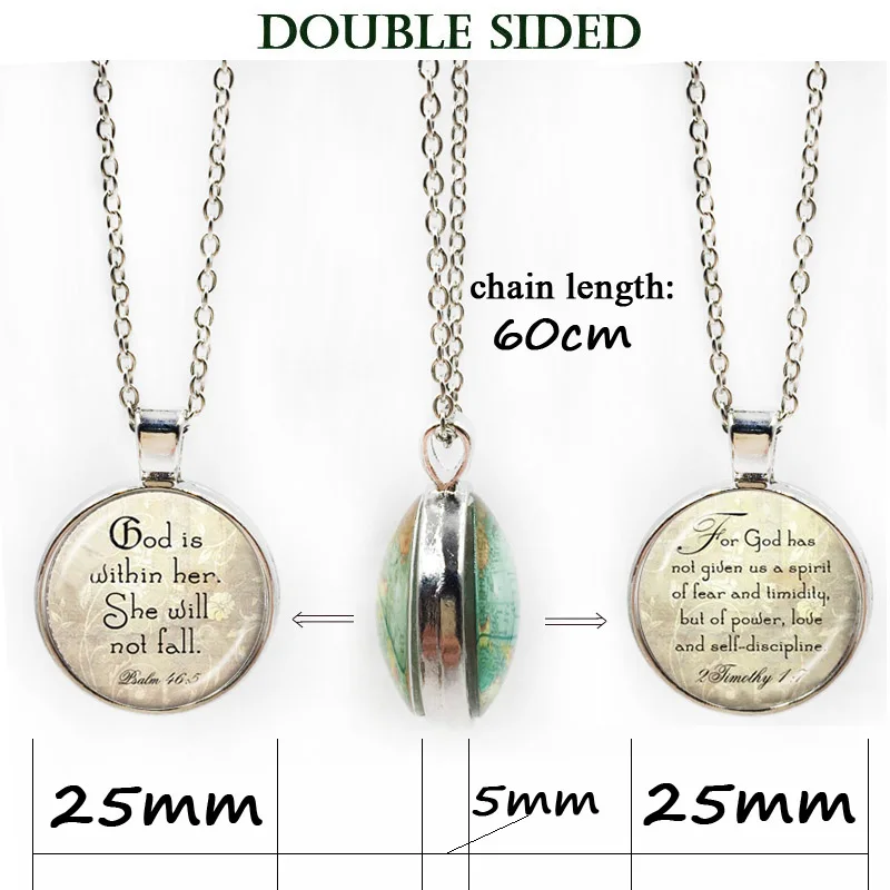 Christian pendant art picture Faith Bible necklace inspiration quote