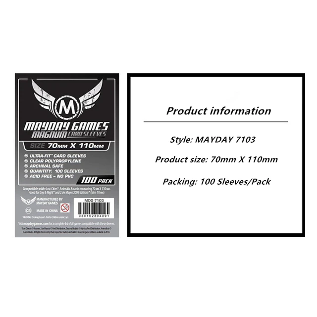 100 Sleeves Board Games MAYDAY Card Game Sleeve Protector protective clear cards sleeves 7103 x 100