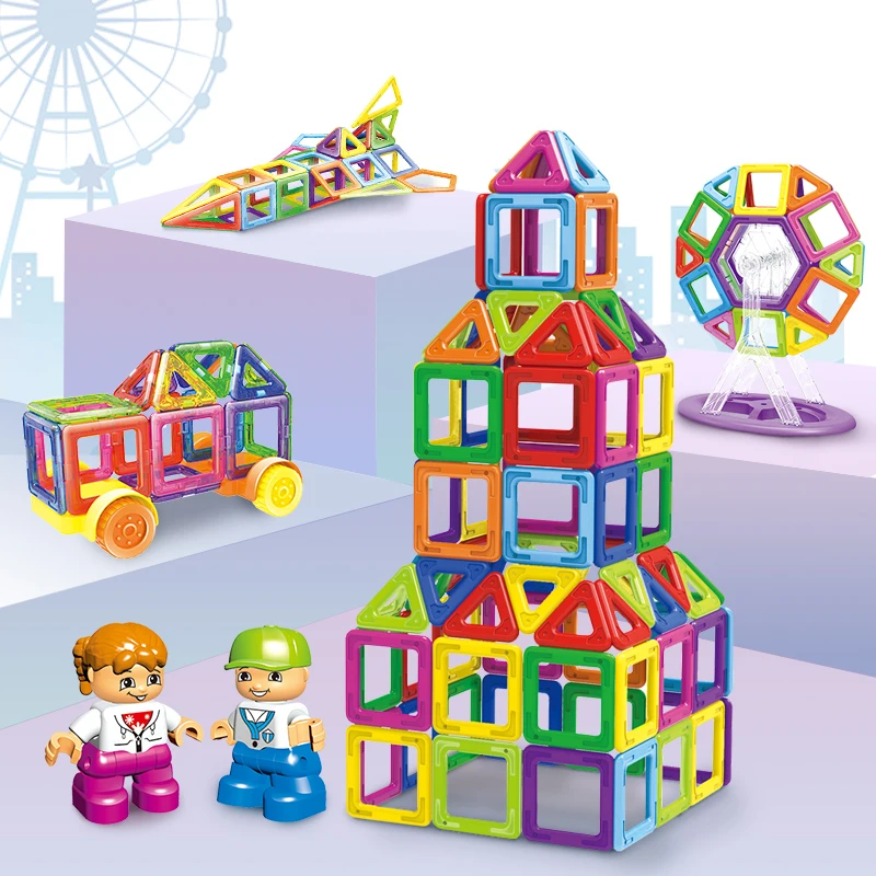

3D Solid/Transparent Color Mini Magnetic Building Blocks Enlighten Brick Educational Magnetic Designer Blocks Model For Children