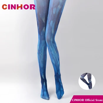 

High Quality Cotton Stay Up Stockings Stripe Jacquard Leg Slimming Pantyhose Anti-stripping Simple Slim Leggings CINHOR Molding