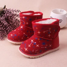Toddler Snow boots with Plush fur Baby Winter shoes Girls Boots 13.5-16cm Children Magic hook Rain Boots