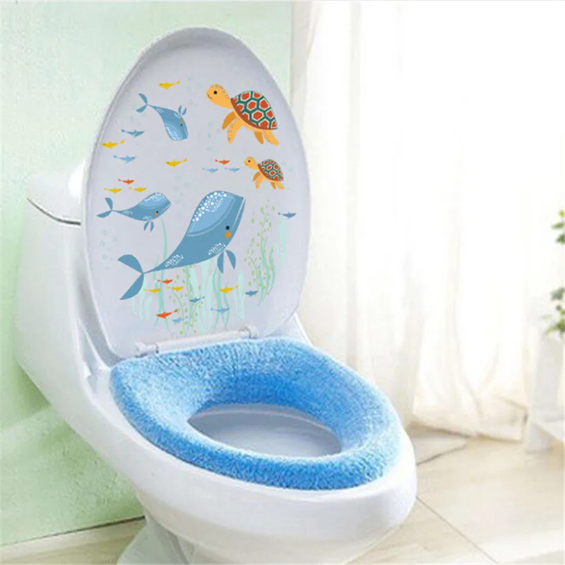 

Fish Underwater World Toilet bathroom sticker waterproof Home Decoration refrigerator swimming pool Decals Sticker IC972556
