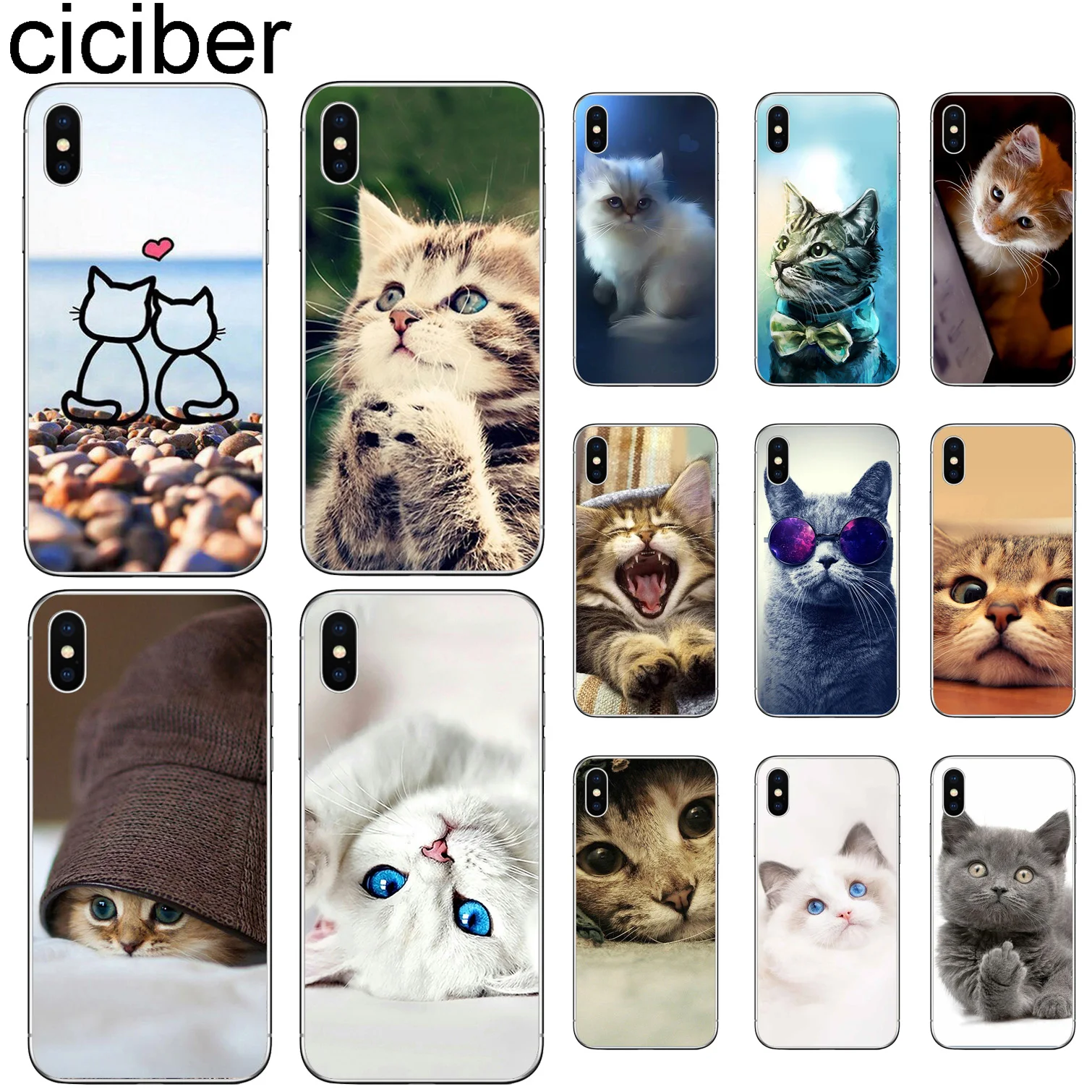 Чехлы для телефонов ciciber с милым котом котенком для iPhone 11 Pro XR X XS MAX Funda Coque для Iphone 7 8 5S 6 6S Plus SE Мягкий ТПУ чехол Капа