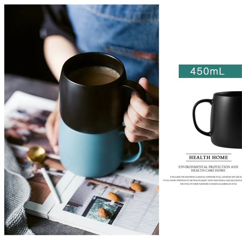 Coffee Milk Drinking Water Cup with Handle Nordic Matte Mug Ceramic 7