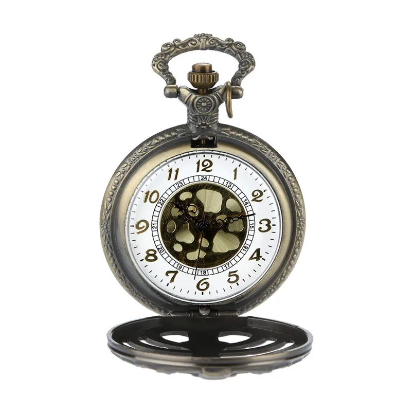 Men Bronze Pocket Watch Personalized Pattern Steampunk Vintage Quartz Roman Numerals Pocket Watches For Grandpa Dad D21 (6)
