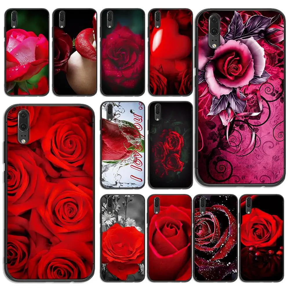 

Bright and beautiful red roses soft phone For huawei Honor 6A 7A 3GB Pro 7X 8X 8C 10 Lite Note 10 Back Cover case