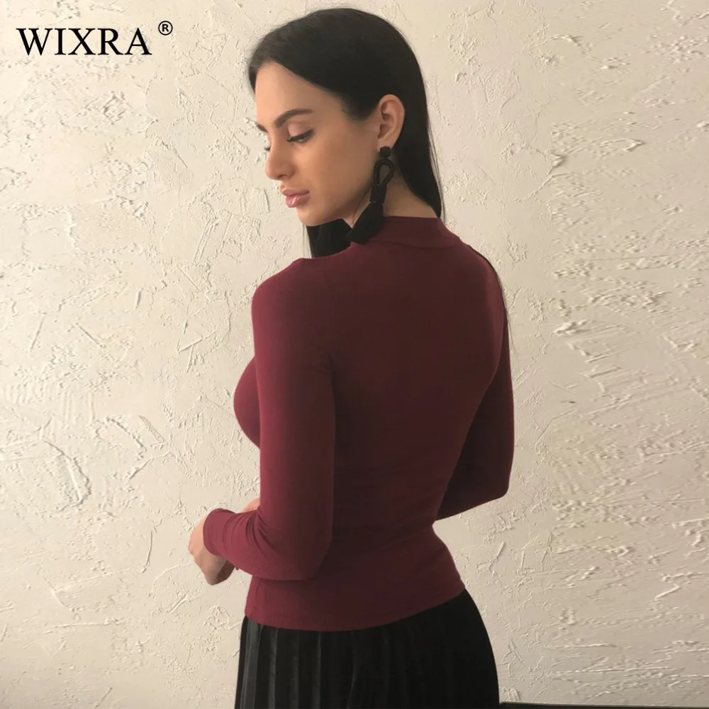 Женская Повседневная футболка с высоким воротником и длинным рукавом|long sleeve t-shirt